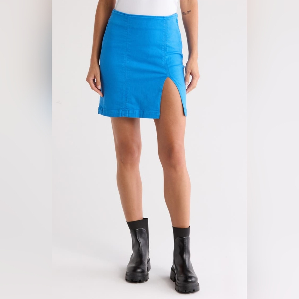 MOTHER The Side Splitter Mini Skirt Princess Blue Size 25 NWT